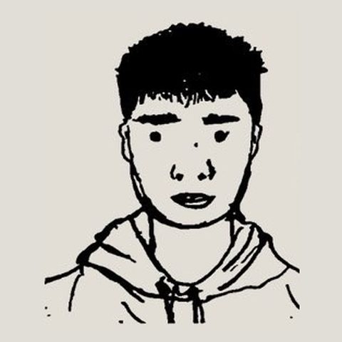 Hand-drawn portrait of Harry Allen, drawings at PICKUP Zine